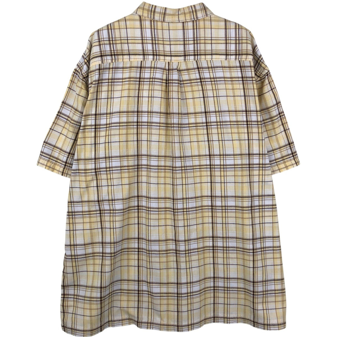 St. John's Bay Sunwashed Short-Sleeve Cotton Check Shirt, Men's Size XL (Equivalent), Boxy Shirt cotton yellow type Vintage Second Hand