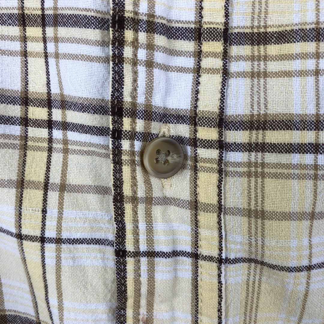 St. John's Bay Sunwashed Short-Sleeve Cotton Check Shirt, Men's Size XL (Equivalent), Boxy Shirt cotton yellow type Vintage Second Hand