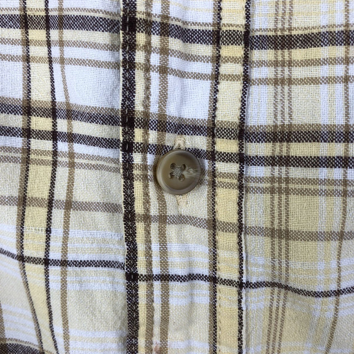 St. John's Bay Sunwashed Short-Sleeve Cotton Check Shirt, Men's Size XL (Equivalent), Boxy Shirt cotton yellow type Vintage Second Hand