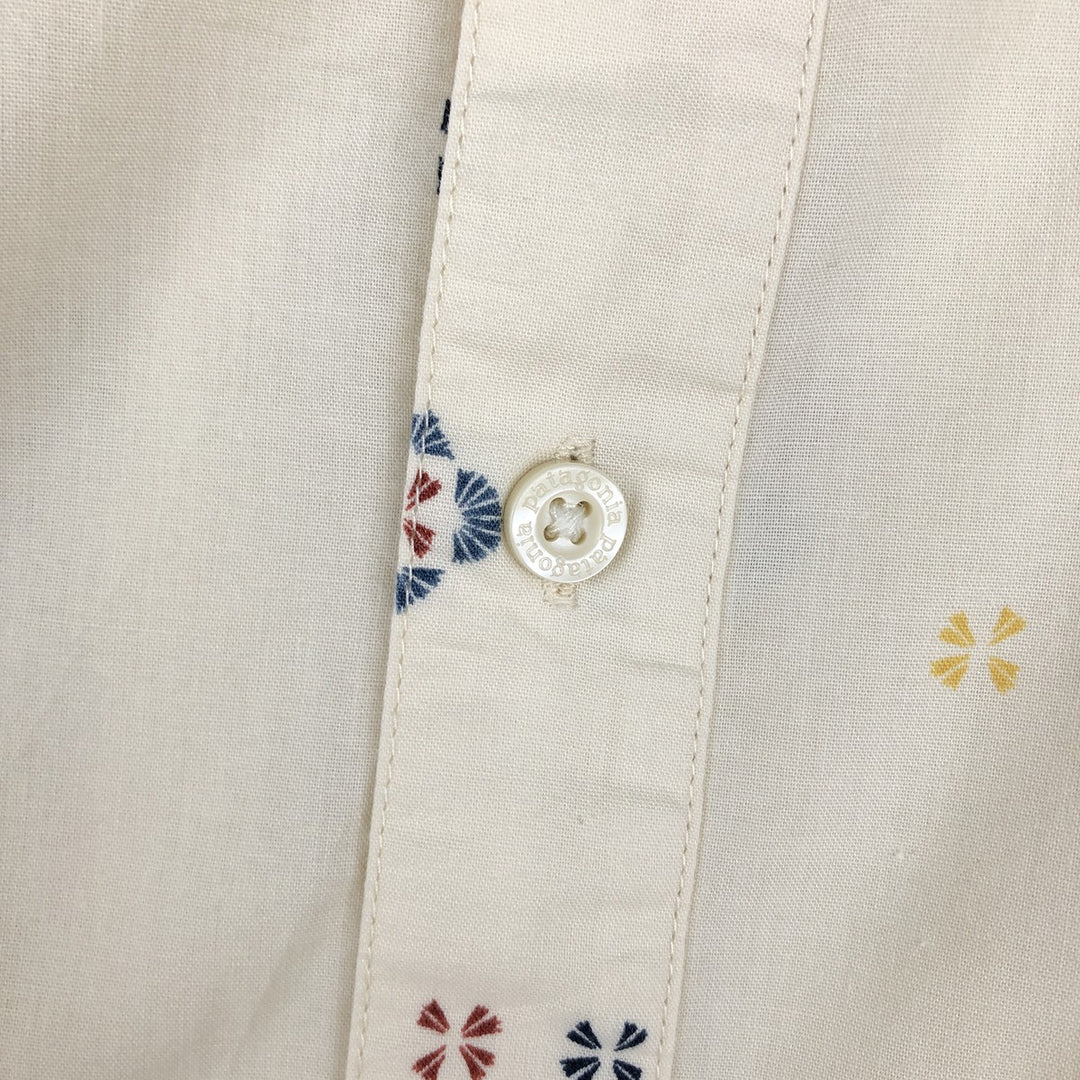 Patagonia 52691SP20 All-over print short-sleeved polycotton shirt, men's size XXL equivalent. Organic cotton ivory Vintage Second Hand