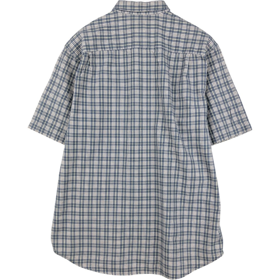 Eddie Bauer Check Pattern Short-Sleeve Button-Down Check Shirt, Men's Size L (approx.) cotton gray type Vintage Second Hand