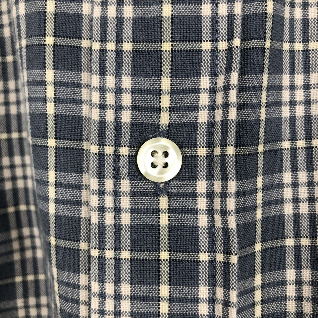 Eddie Bauer Check Pattern Short-Sleeve Button-Down Check Shirt, Men's Size L (approx.) cotton gray type Vintage Second Hand