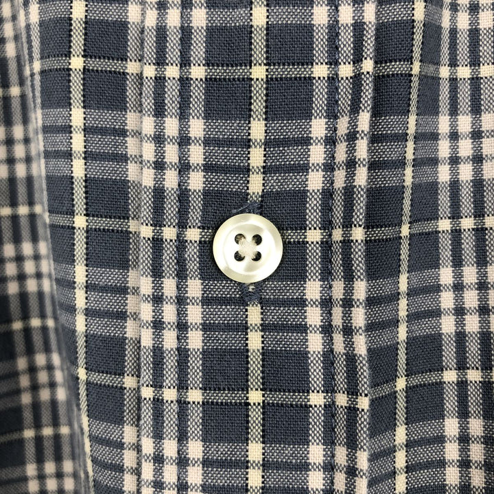 Eddie Bauer Check Pattern Short-Sleeve Button-Down Check Shirt, Men's Size L (approx.) cotton gray type Vintage Second Hand