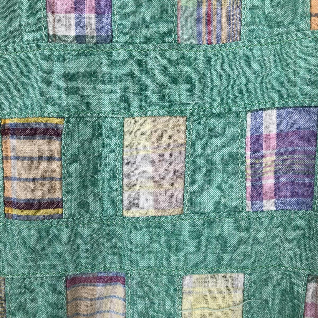 Tommy Hilfiger all-over patchwork short-sleeved button-down check shirt, men's size L (approx.) cotton green type Vintage Second Hand