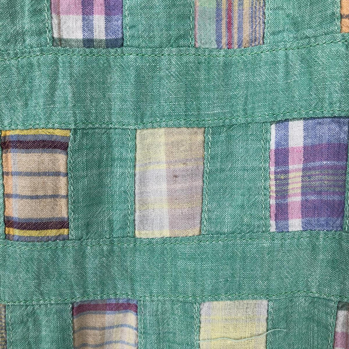 Tommy Hilfiger all-over patchwork short-sleeved button-down check shirt, men's size L (approx.) cotton green type Vintage Second Hand
