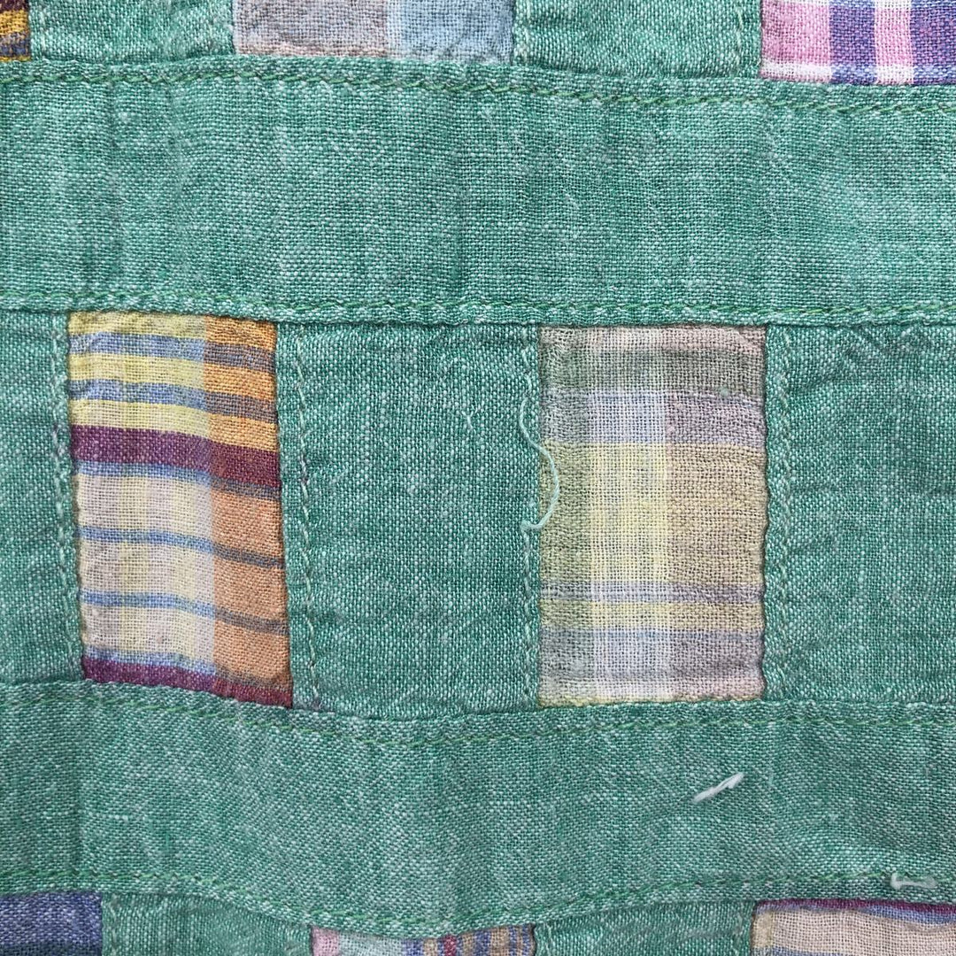 Tommy Hilfiger all-over patchwork short-sleeved button-down check shirt, men's size L (approx.) cotton green type Vintage Second Hand