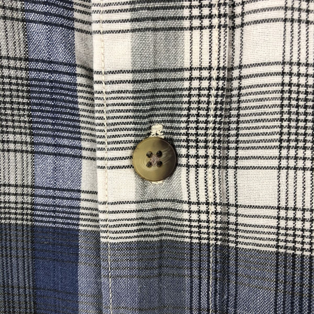 Eddie Bauer short sleeve button down check shirt, men's size L cotton blue type Vintage Second Hand