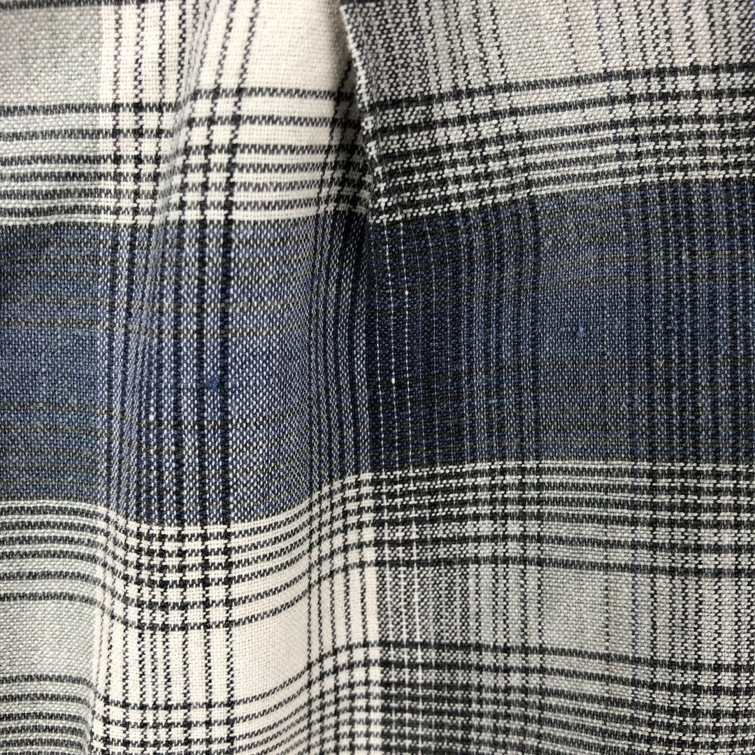 Eddie Bauer short sleeve button down check shirt, men's size L cotton blue type Vintage Second Hand