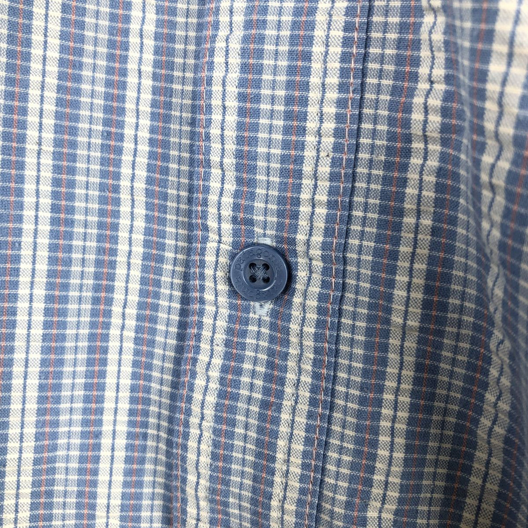 Patagonia 53004SP18 Check Pattern Seersucker Short Sleeve Poly-Cotton Shirt, Boxy Shirt, Men's XL Equivalent polyester Blue type light blue Vintage Second Hand