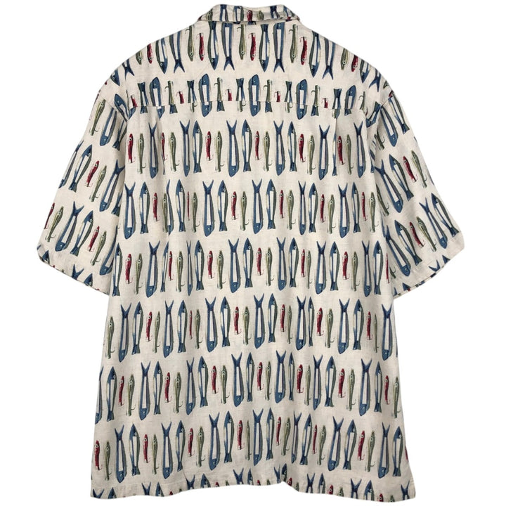 90s-00'S Columbia all-over print short-sleeved rayon box shirt, men's size XXL equivalent, vintage. Rayon ivory Vintage Second Hand
