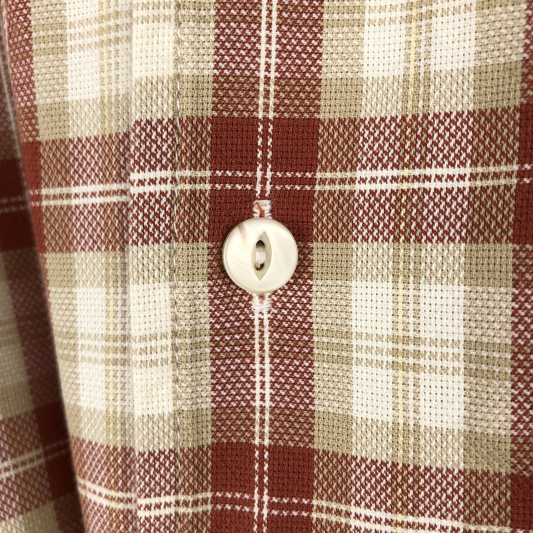 90s-00'S L.L.Bean SLIGHTLY FITTED Check Pattern Short-Sleeve Open Collar Cotton Shirt, Boxy Shirt, Men's XL equivalent. cotton ivory Vintage Second Hand