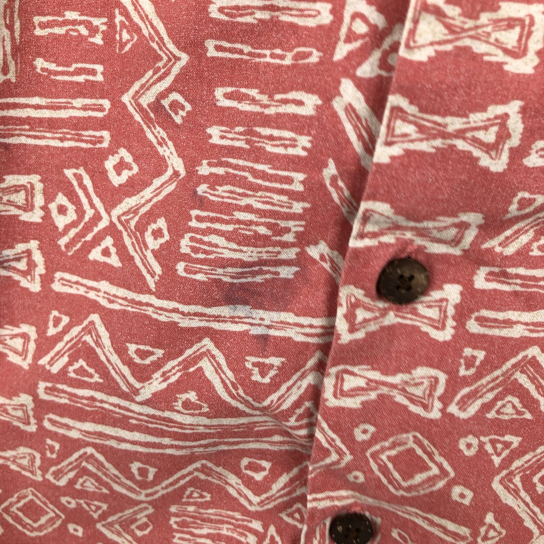 90s-00'S LL Bean Traditional Fit All-Over Print Short Sleeve Open Collar Cotton Box Shirt, Men's Size L cotton pink type Vintage Second Hand