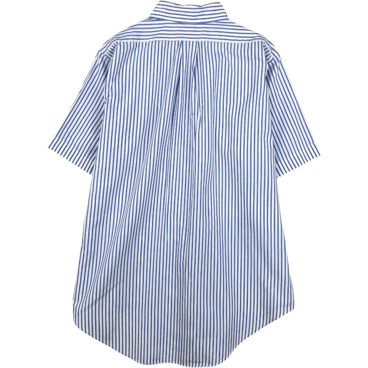 80s-90'S Brooks Brothers MAKERS 6-button short-sleeved button-down striped shirt, made in USA, men's size L equivalent, vintage. cotton blue type Vintage Second Hand
