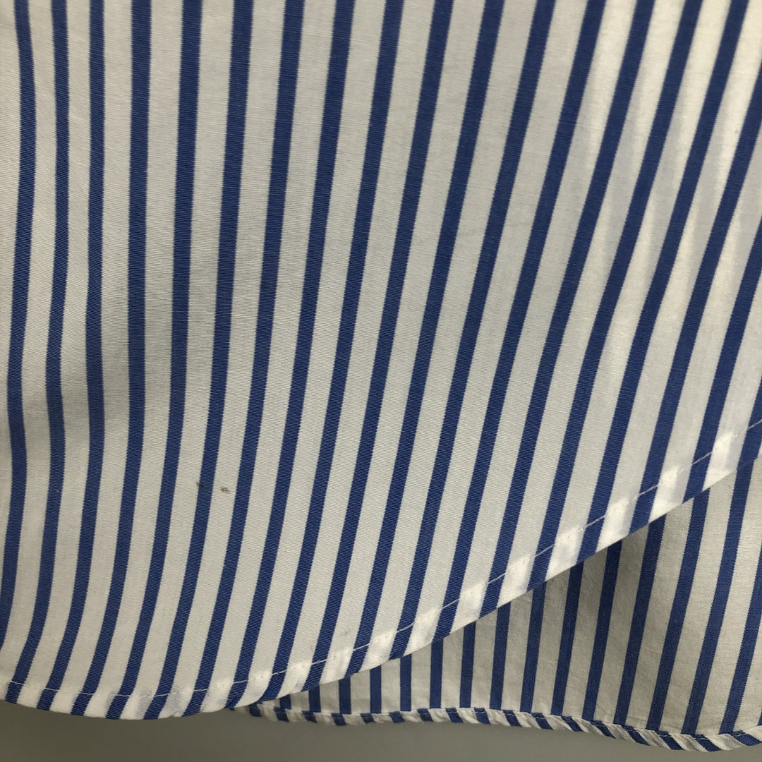 80s-90'S Brooks Brothers MAKERS 6-button short-sleeved button-down striped shirt, made in USA, men's size L equivalent, vintage. cotton blue type Vintage Second Hand