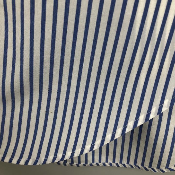 80s-90'S Brooks Brothers MAKERS 6-button short-sleeved button-down striped shirt, made in USA, men's size L equivalent, vintage. cotton blue type Vintage Second Hand