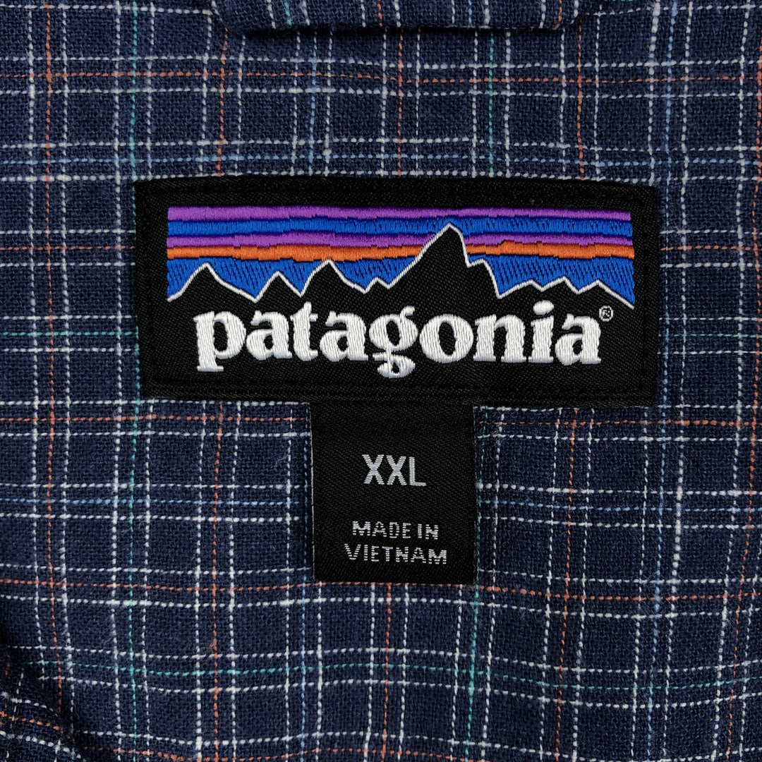 Patagonia Backstep Shirt 53139SP23 Check Pattern Short Sleeve Cotton x Hemp Box Shirt Men's XXL Equivalent Hemp blue type Vintage Second Hand