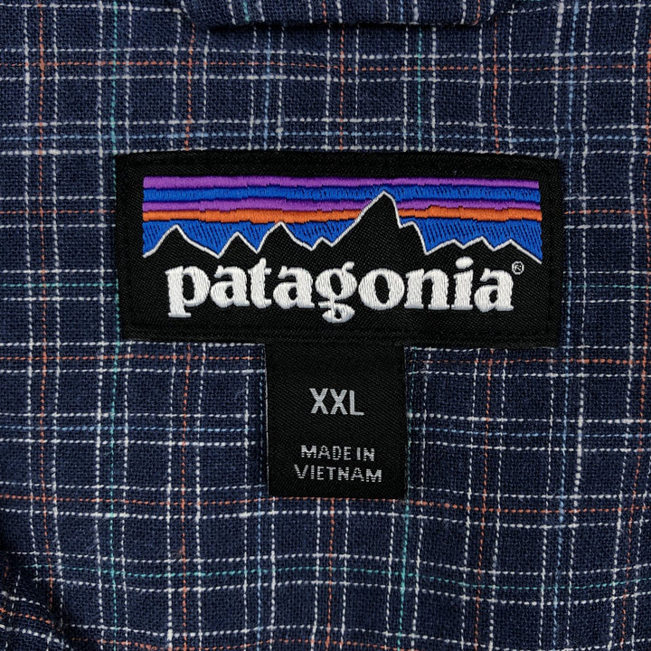 Patagonia Backstep Shirt 53139SP23 Check Pattern Short Sleeve Cotton x Hemp Box Shirt Men's XXL Equivalent Hemp blue type Vintage Second Hand
