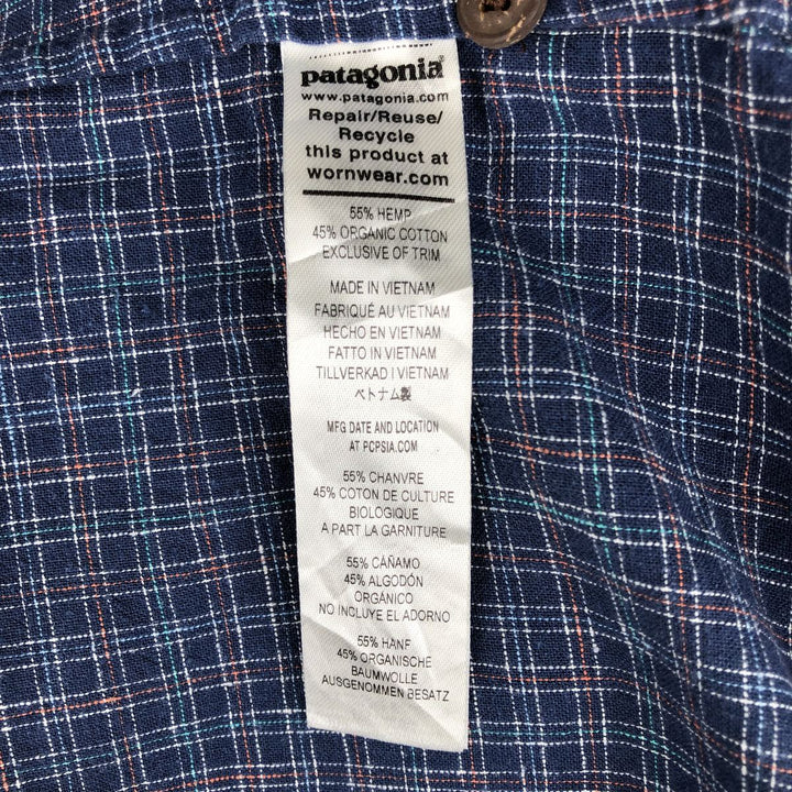 Patagonia Backstep Shirt 53139SP23 Check Pattern Short Sleeve Cotton x Hemp Box Shirt Men's XXL Equivalent Hemp blue type Vintage Second Hand