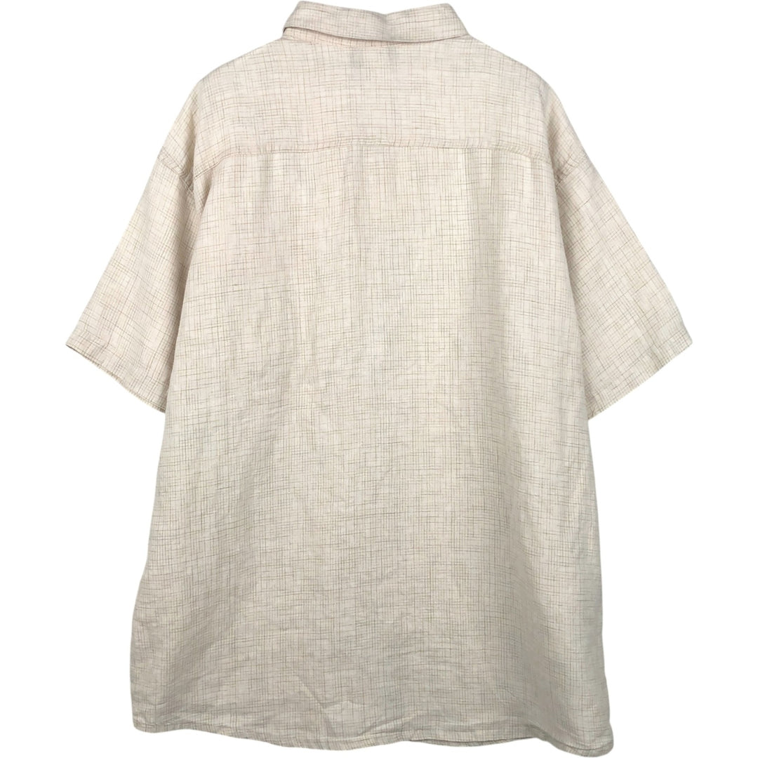 2000'S Patagonia 53141S7 Check Pattern Short-Sleeve Hemp Shirt, Boxy Shirt, Men's Size XL (approx.) Hemp unbleached Vintage Second Hand