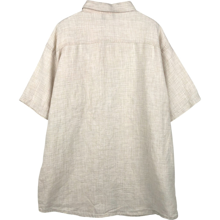 2000'S Patagonia 53141S7 Check Pattern Short-Sleeve Hemp Shirt, Boxy Shirt, Men's Size XL (approx.) Hemp unbleached Vintage Second Hand