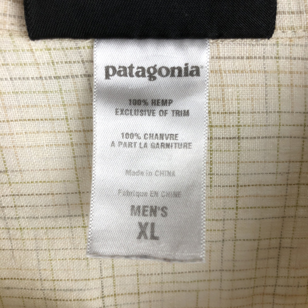 2000'S Patagonia 53141S7 Check Pattern Short-Sleeve Hemp Shirt, Boxy Shirt, Men's Size XL (approx.) Hemp unbleached Vintage Second Hand