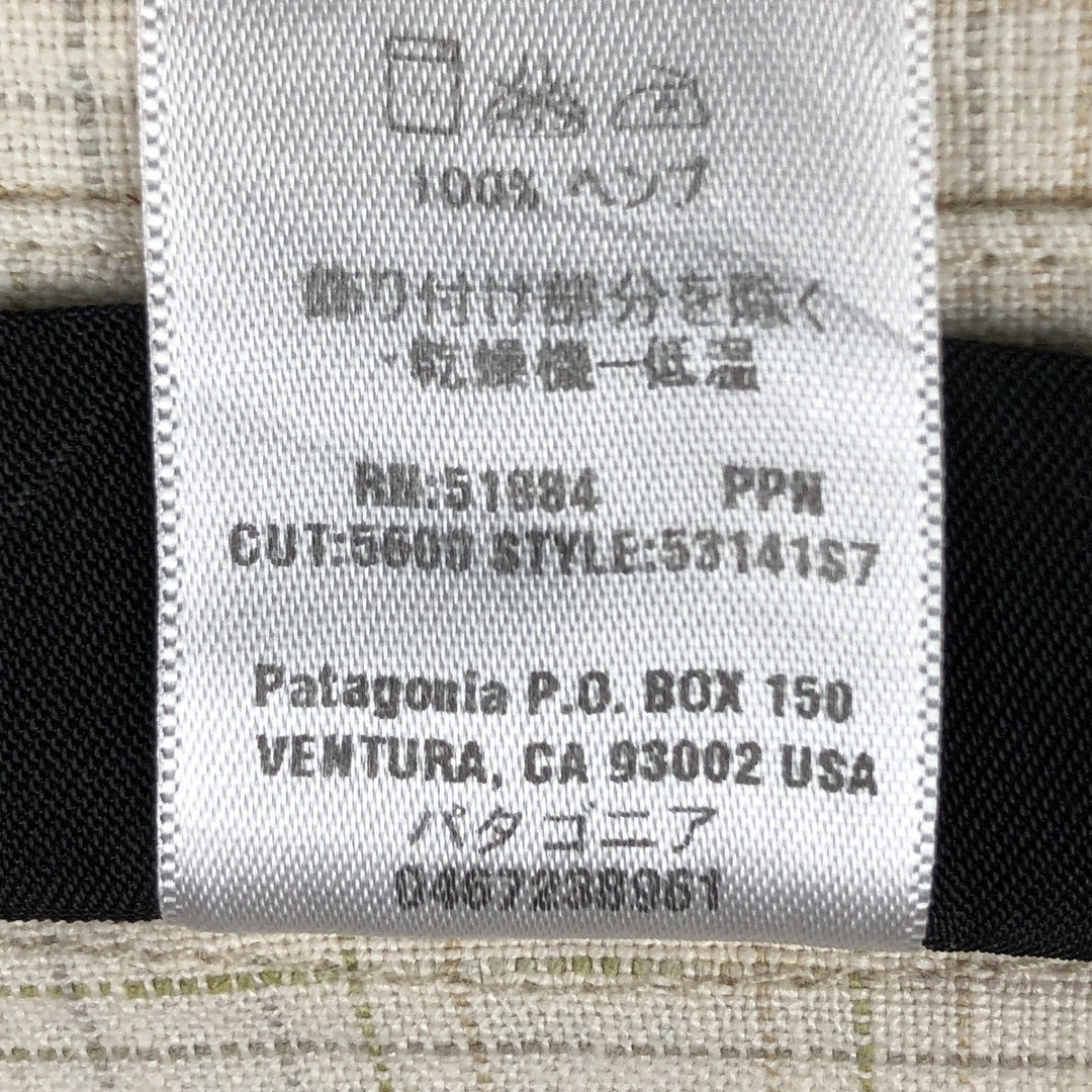 2000'S Patagonia 53141S7 Check Pattern Short-Sleeve Hemp Shirt, Boxy Shirt, Men's Size XL (approx.) Hemp unbleached Vintage Second Hand