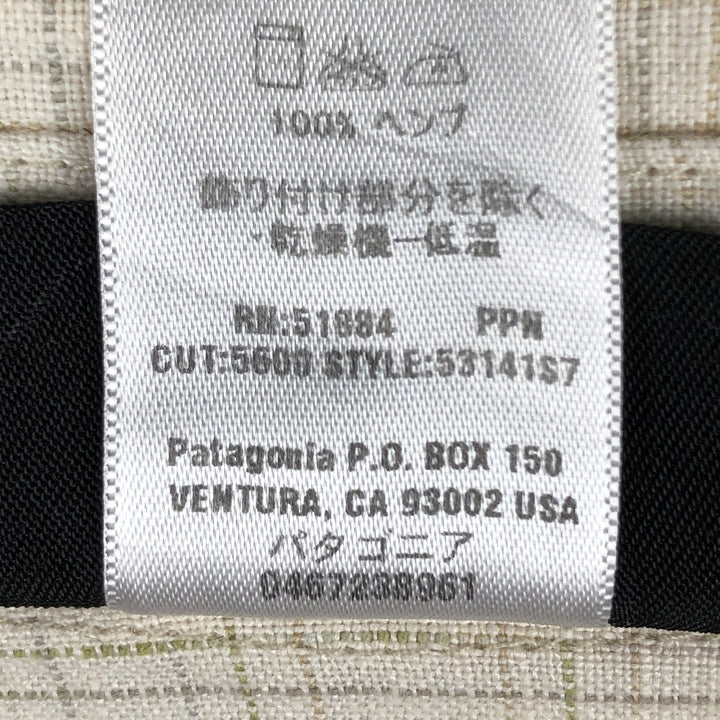 2000'S Patagonia 53141S7 Check Pattern Short-Sleeve Hemp Shirt, Boxy Shirt, Men's Size XL (approx.) Hemp unbleached Vintage Second Hand