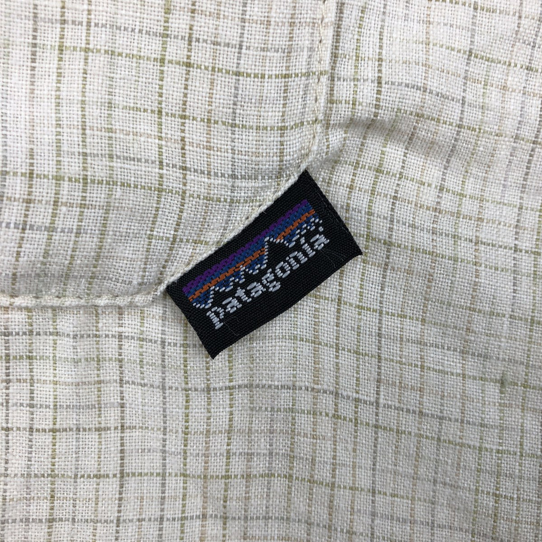 2000'S Patagonia 53141S7 Check Pattern Short-Sleeve Hemp Shirt, Boxy Shirt, Men's Size XL (approx.) Hemp unbleached Vintage Second Hand