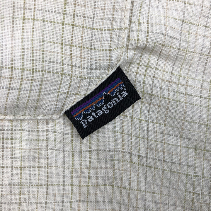 2000'S Patagonia 53141S7 Check Pattern Short-Sleeve Hemp Shirt, Boxy Shirt, Men's Size XL (approx.) Hemp unbleached Vintage Second Hand
