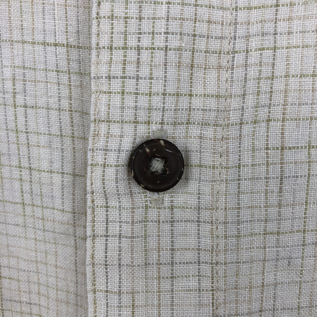 2000'S Patagonia 53141S7 Check Pattern Short-Sleeve Hemp Shirt, Boxy Shirt, Men's Size XL (approx.) Hemp unbleached Vintage Second Hand