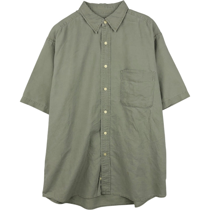 2000'S Eddie Bauer short-sleeved linen shirt, men's size M (approx.) linen Khaki type Vintage Second Hand
