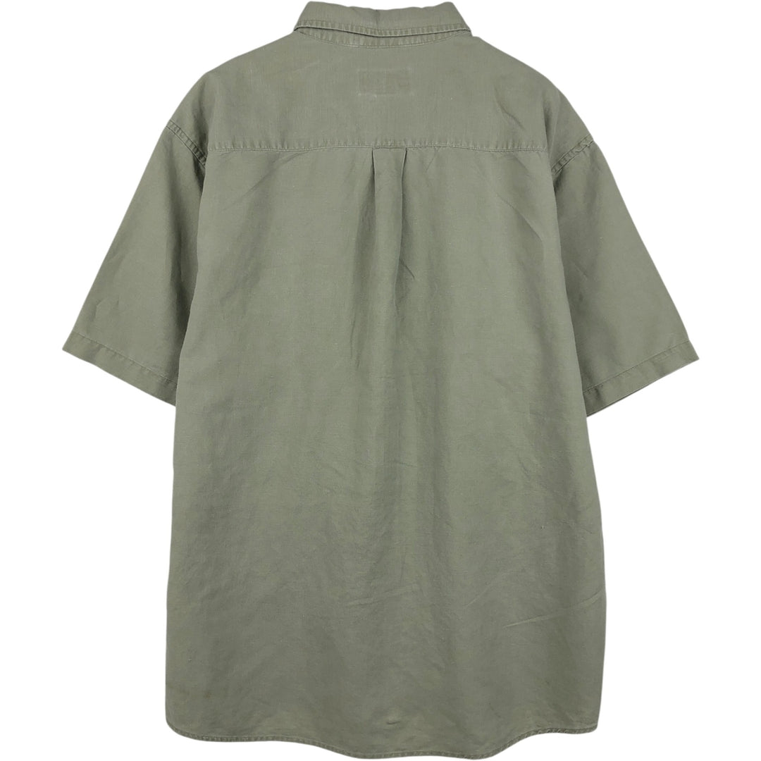 2000'S Eddie Bauer short-sleeved linen shirt, men's size M (approx.) linen Khaki type Vintage Second Hand
