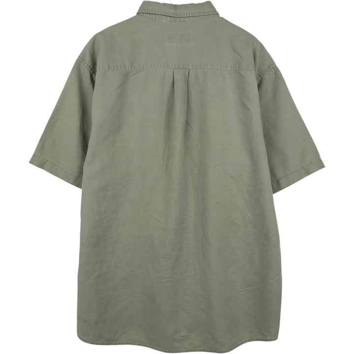 2000'S Eddie Bauer short-sleeved linen shirt, men's size M (approx.) linen Khaki type Vintage Second Hand