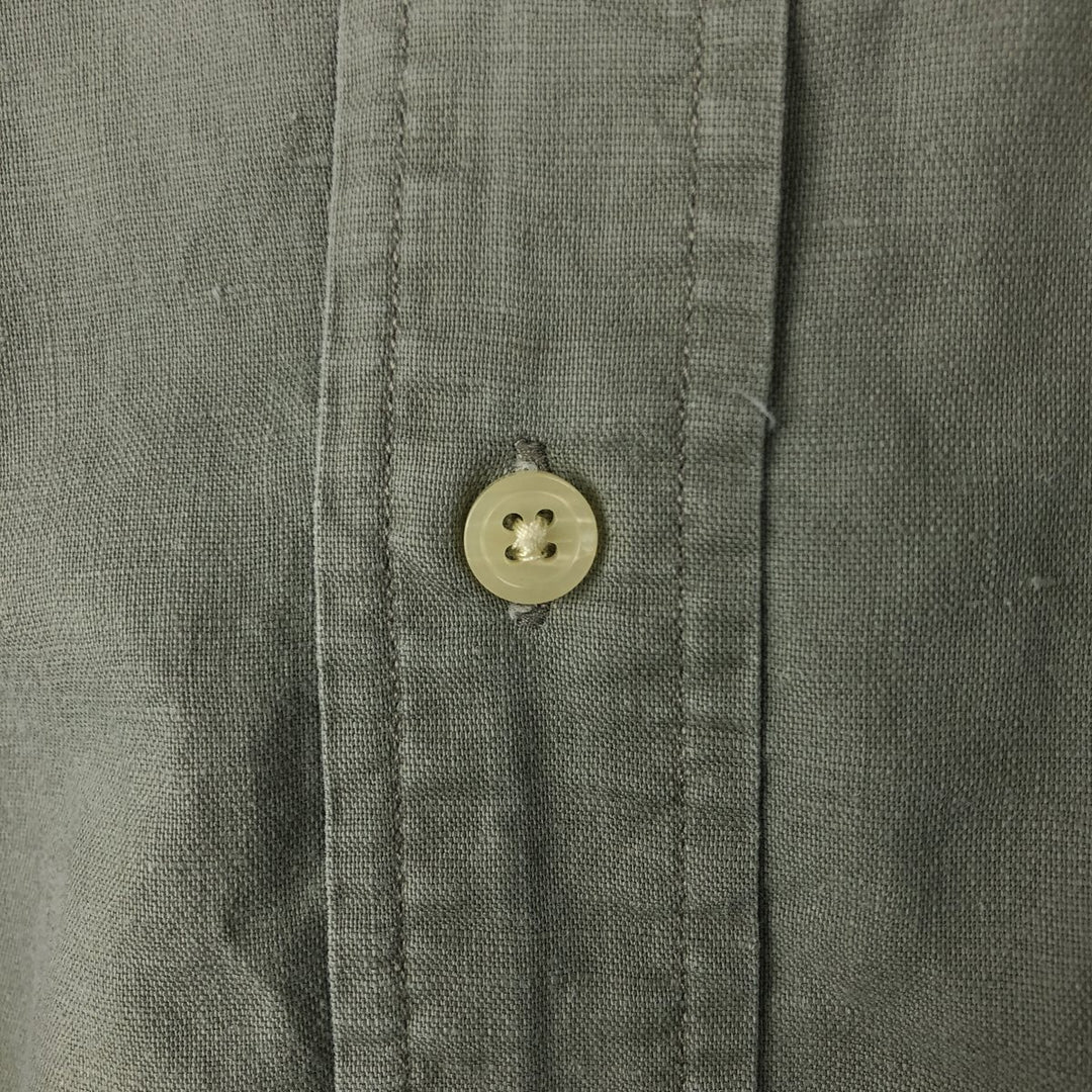 2000'S Eddie Bauer short-sleeved linen shirt, men's size M (approx.) linen Khaki type Vintage Second Hand