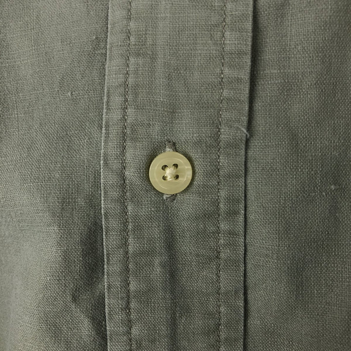 2000'S Eddie Bauer short-sleeved linen shirt, men's size M (approx.) linen Khaki type Vintage Second Hand