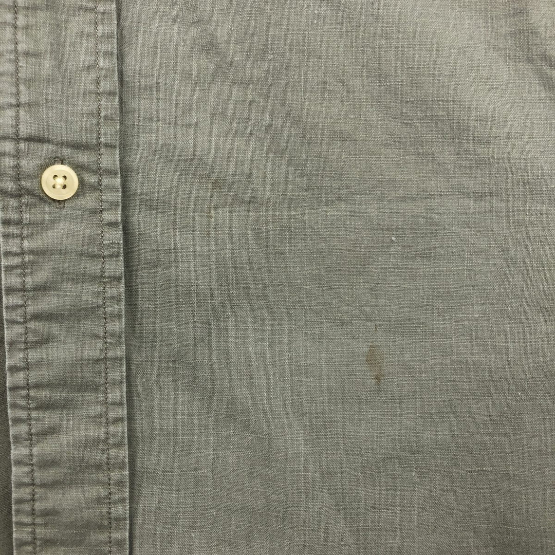 2000'S Eddie Bauer short-sleeved linen shirt, men's size M (approx.) linen Khaki type Vintage Second Hand