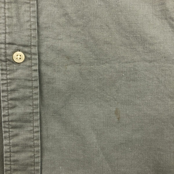 2000'S Eddie Bauer short-sleeved linen shirt, men's size M (approx.) linen Khaki type Vintage Second Hand
