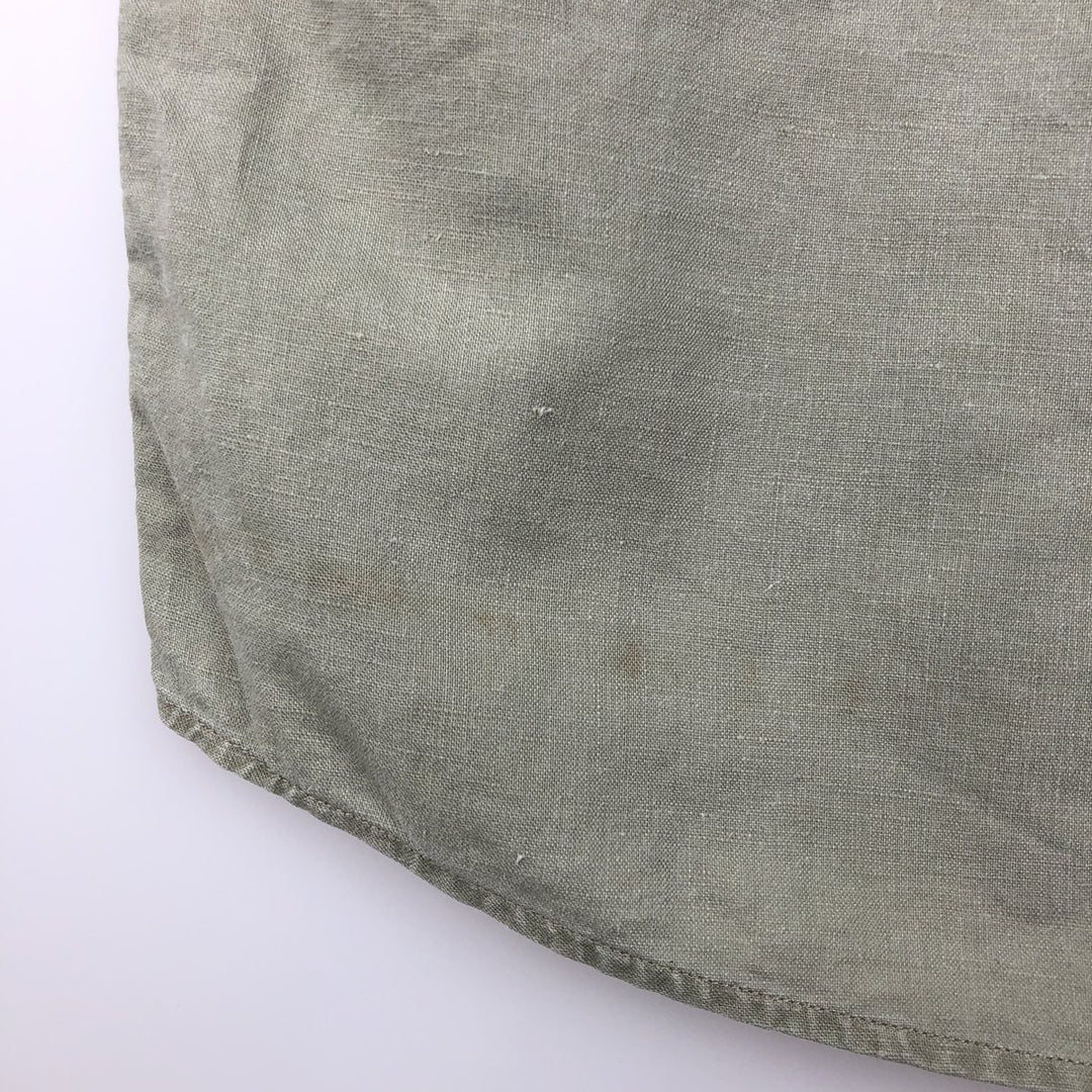 2000'S Eddie Bauer short-sleeved linen shirt, men's size M (approx.) linen Khaki type Vintage Second Hand