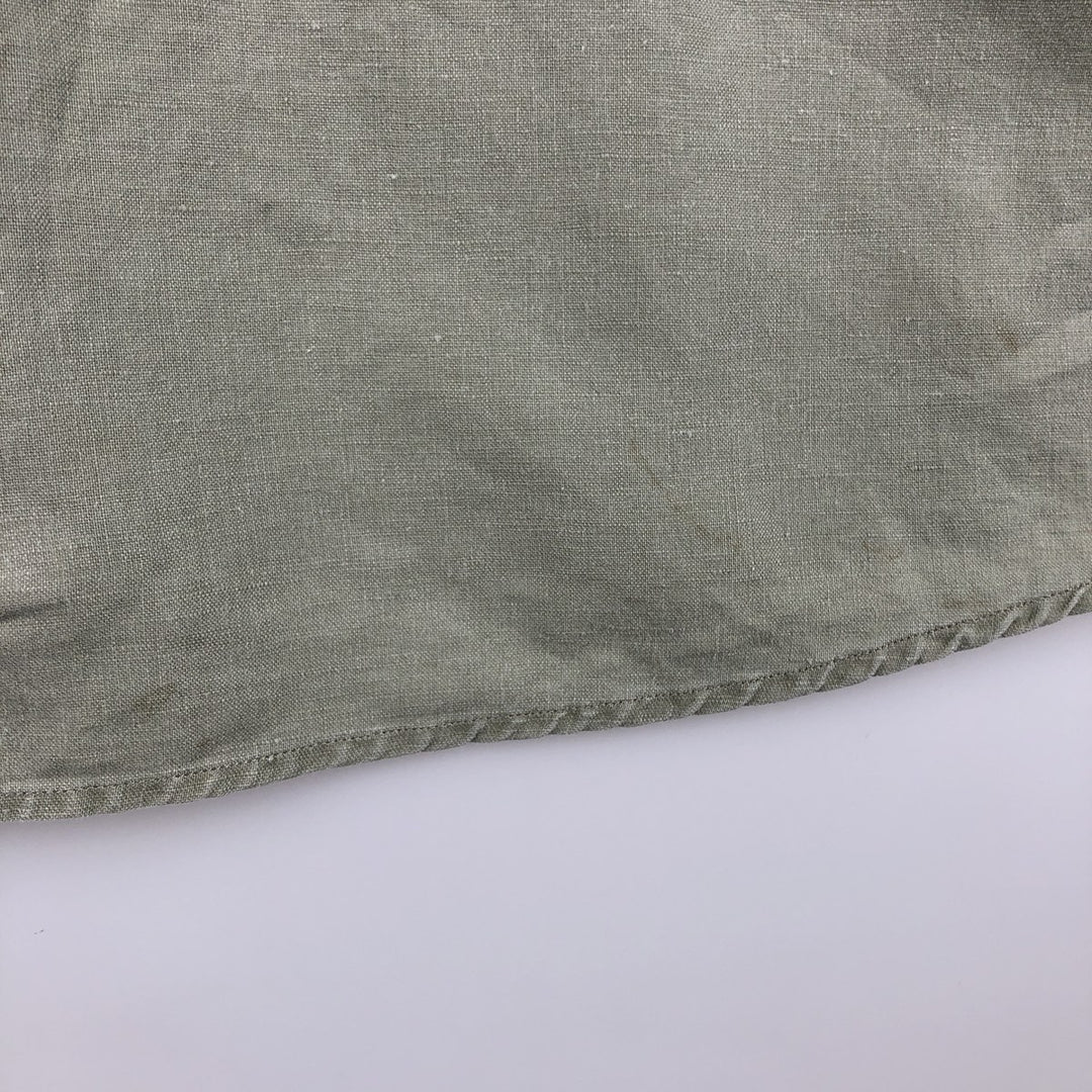 2000'S Eddie Bauer short-sleeved linen shirt, men's size M (approx.) linen Khaki type Vintage Second Hand