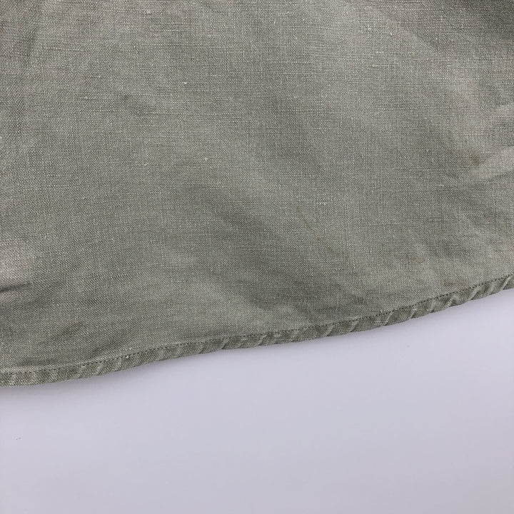 2000'S Eddie Bauer short-sleeved linen shirt, men's size M (approx.) linen Khaki type Vintage Second Hand