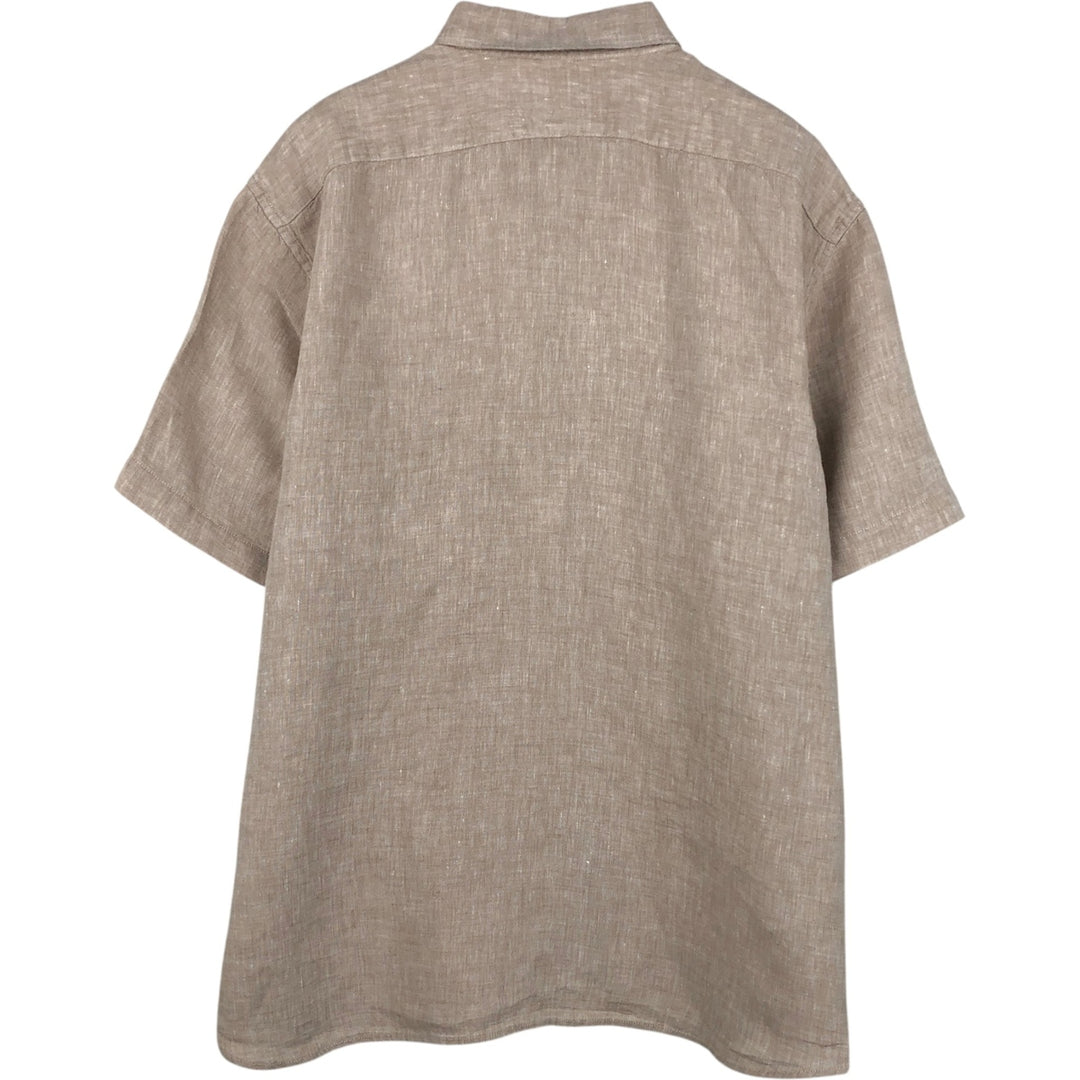 2000'S Banana Republic Standard Fit Short-Sleeve Linen Button-Down Shirt, Men's Size XL (approx.) linen unbleached Vintage Second Hand