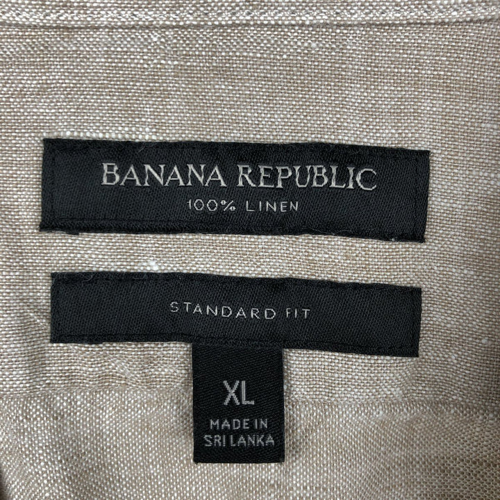 2000'S Banana Republic Standard Fit Short-Sleeve Linen Button-Down Shirt, Men's Size XL (approx.) linen unbleached Vintage Second Hand