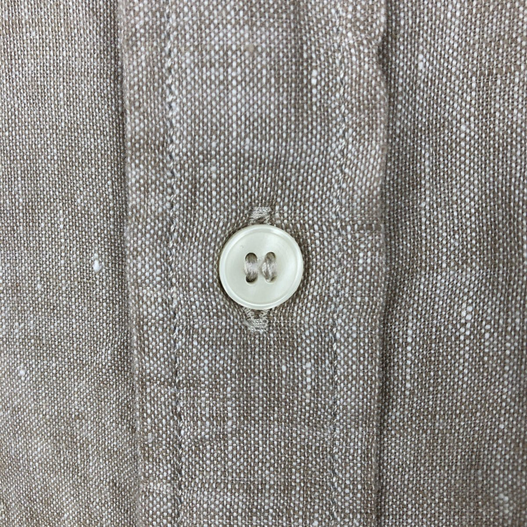 2000'S Banana Republic Standard Fit Short-Sleeve Linen Button-Down Shirt, Men's Size XL (approx.) linen unbleached Vintage Second Hand