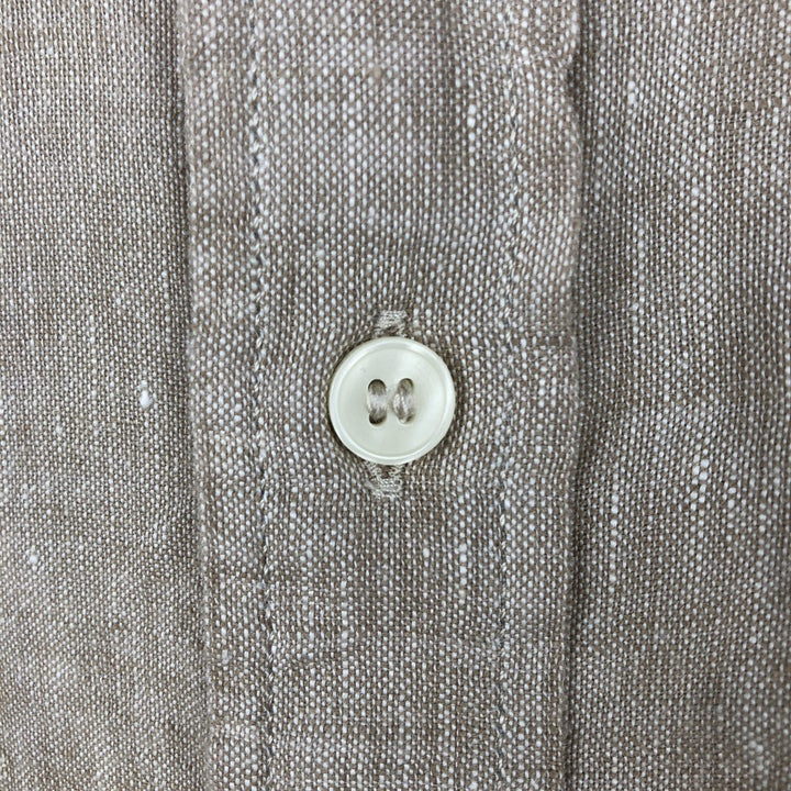 2000'S Banana Republic Standard Fit Short-Sleeve Linen Button-Down Shirt, Men's Size XL (approx.) linen unbleached Vintage Second Hand