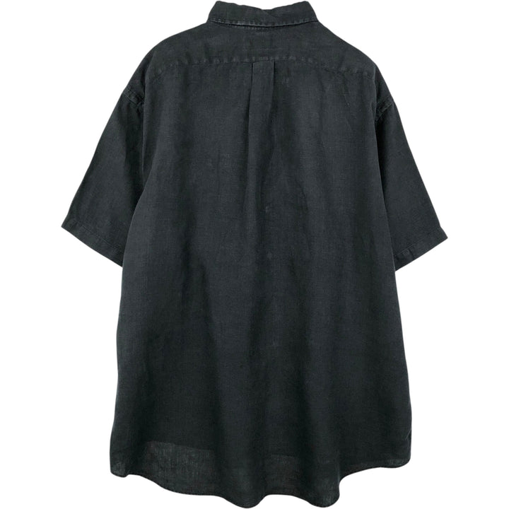 Ralph Lauren BLAKE short sleeve linen button down shirt, men's XL size linen black type Vintage Second Hand