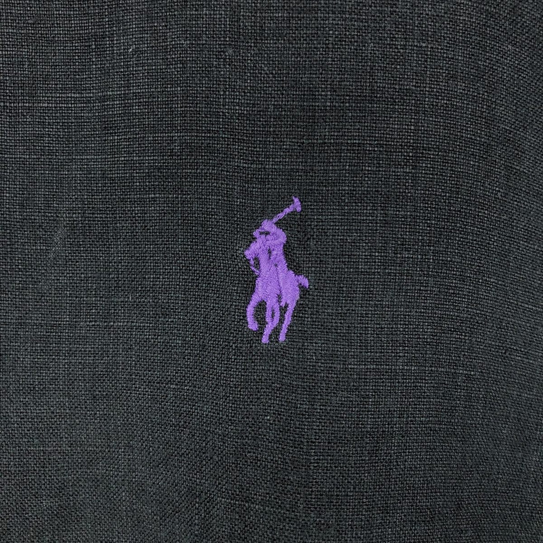 Ralph Lauren BLAKE short sleeve linen button down shirt, men's XL size linen black type Vintage Second Hand