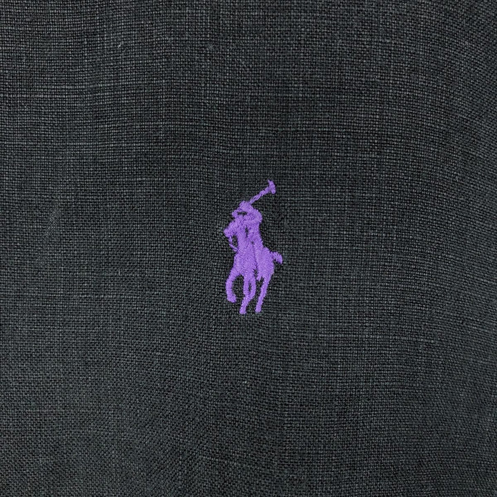 Ralph Lauren BLAKE short sleeve linen button down shirt, men's XL size linen black type Vintage Second Hand