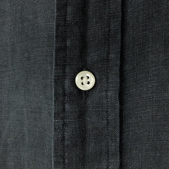 Ralph Lauren BLAKE short sleeve linen button down shirt, men's XL size linen black type Vintage Second Hand