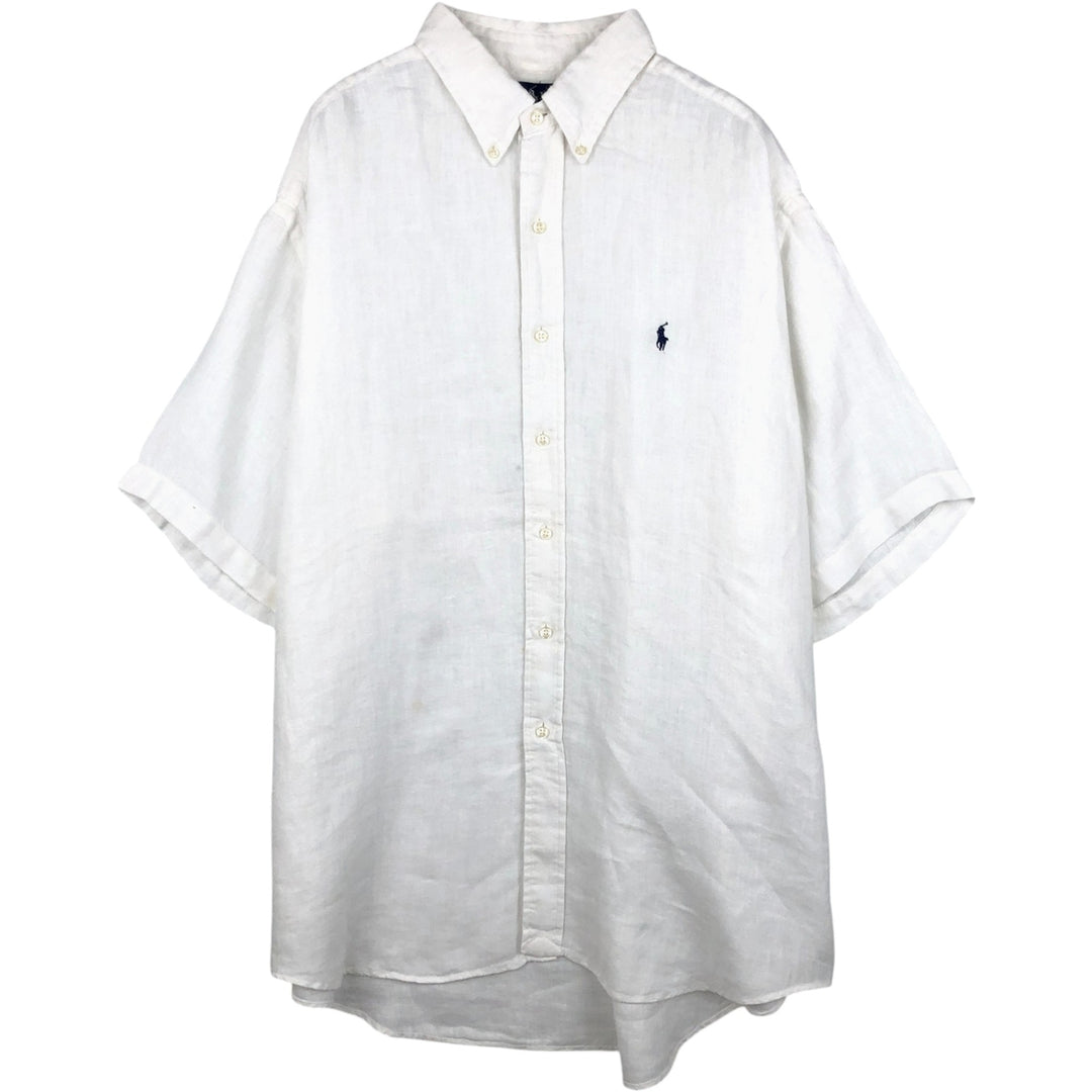 Ralph Lauren BLAKE short sleeve linen button down shirt, men's XL size linen white type Vintage Second Hand