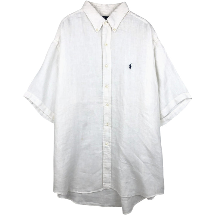 Ralph Lauren BLAKE short sleeve linen button down shirt, men's XL size linen white type Vintage Second Hand